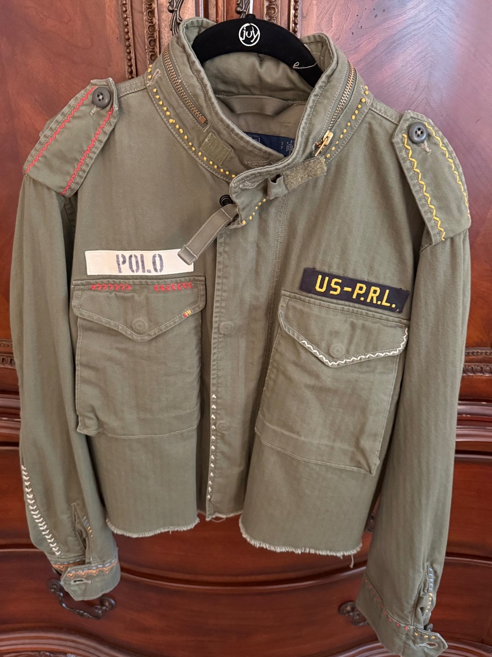 Polo by Ralph Lauren Olive Green Military Utility Jacket with Hood Petite Small